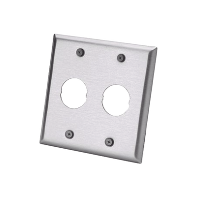 Placa de Pared Doble IndustrialNet?, Para 2 Conectores Industriales, de Acero Inoxidable | IAEFP2-2G