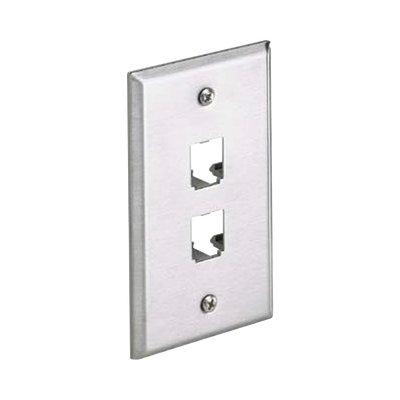 Placa de Pared Vertical, de Acero Inoxidable, Salida Para 2 Puertos Mini-Com | CFP2SY