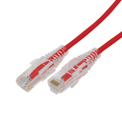 Cable de Parcheo Slim UTP Cat6A - 2 Metros (6.56 Pies) Rojo, Diámetro Reducido (28 AWG) | LP-UT6A-200-RD28
