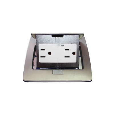 Mini Caja de Piso Rectangular en Acero Inoxidable con 2 Contactos Eléctricos (11000-21201) | TH-MC-PC
