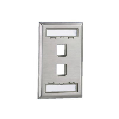 Placa de Pared Vertical, Salida Para 2 Puertos Keystone, Con Espacios Para Etiquetas, de Acero Inoxidable | NKF2S