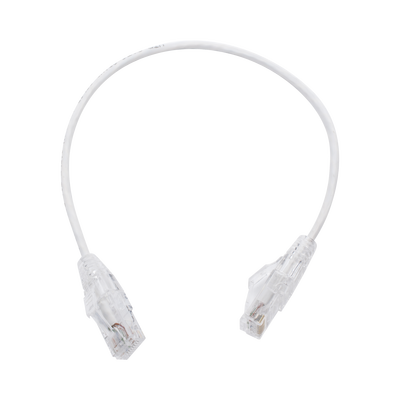 Cable de Parcheo Slim UTP Cat6 - 30 cm (11.81 Pulgadas) Blanco, Diámetro Reducido (28 AWG) | LP-UT6-030-WH28