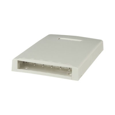 Caja de Montaje en Superficie, con Accesorio para Resguardo de Fibra Óptica, para 6 Módulos Mini-Com, Color Blanco Mate | CBXF6IW-AY