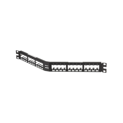 Panel de Parcheo Modular Mini-Com (Sin Conectores), Angulado, Totalmente Blindado, de 24 Puertos, 1UR | CPA24BLY