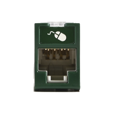 Jack Ultramax Cat6, UTP, Montaje Híbrido en Placa de Pared (Plano y Angulado), Color Verde, Punch Down | U6-H07NS