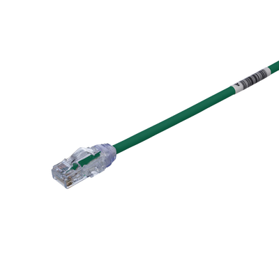 Cable de Parcheo UTP, Cat6A, Diámetro Reducido (28 AWG), CM/LSZH, Color Verde, 20.3 cm (8 Pulgadas) | UTP28X8INGR