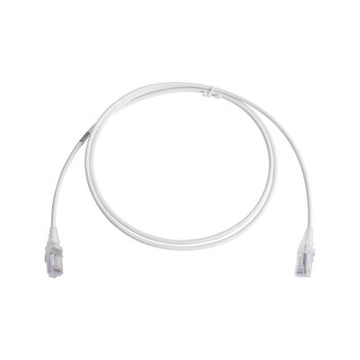 Patch Cord MC6 Modular Cat6 UTP, CM/LS0H, 1.52 Metros (5 Pies), Color Blanco, Diámetro Reducido (28AWG), Versión Bulk (Sin Empaque Individual) | MC6-05-02-28B