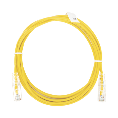 Cable de Parcheo Slim UTP Cat6 - 3 Metros (9.84 Pies) Amarillo Diámetro Reducido (28 AWG) | LP-UT6-300-YE-28