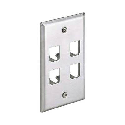 Placa de Pared Vertical, de Acero Inoxidable, Salida Para 4 Puertos Mini-Com | CFP4SY