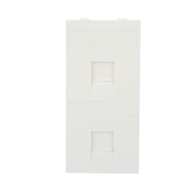Placa Plana de Voz y Datos con Guardapolvo para 2 RJ45 / Color Blanco / 2 Puertos para Jacks Keystone / Compatible con Cajas de Pavimento SM-CPAV-2 y SM-CPAV-4 / Modelo S76B/9 | SM-FP-2-KEY