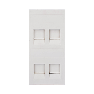 Placa Plana de Voz y Datos con Guardapolvo para 4 RJ45 / Color Blanco / 4 Puertos para Jacks Keystone / Compatible con Cajas de Pavimento SM-CPAV-2 y SM-CPAV-4 / Modelo S76C/9 | SM-FP-4-KEY