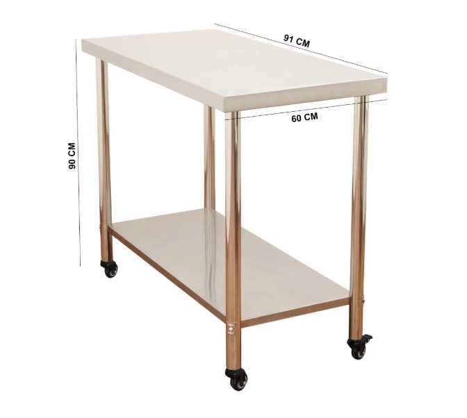 SSMART Mesa de trabajo Isla Movil Mindejal Mmim90 Acero Con Entrepaño Modelo: 49591049