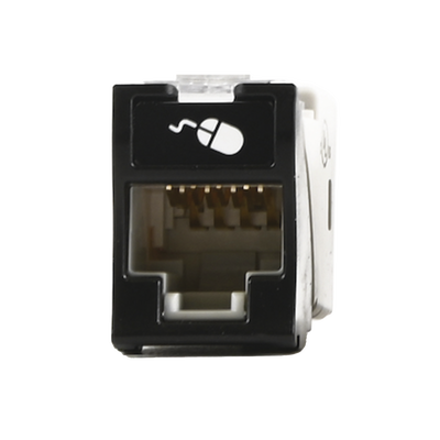 Jack Ultramax Cat6a, Utp, Montaje Híbrido en Placa de Pared (Plano y Angulado), Color Negro, Punch Down | U6A-H01NS