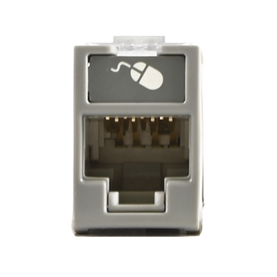 Jack Ultramax Cat5e, UTP, Montaje Híbrido en Placa de Pared (Plano y Angulado), Color Gris, Punch Down | U5-H04NS