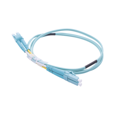 Jumper de Fibra Óptica Multimodo OM3 50/125 LC-LC OFNR (Riser), 2.0 mm, Dúplex, Aqua, 1 Metro (3.28 Pies) | LP-FOM3-LCLC-R01