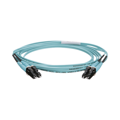 Jumper de Fibra Optica Multimodo 50/125 OM4, LC-LC Duplex, OFNR (Riser), Color Aqua, 2 Metros (6.56 Pies) | FZ2ERLNLNSNM002