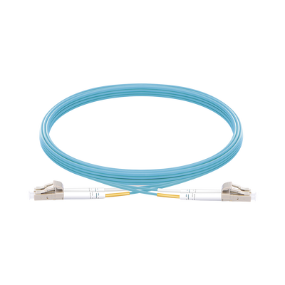 Jumper de Fibra Óptica Multimodo OM3 50/125 LC-LC OFNR (Riser), 2.0 mm, Dúplex, Aqua, 5 Metros (16.40 Pies) | LP-FOM3-LCLC-R05