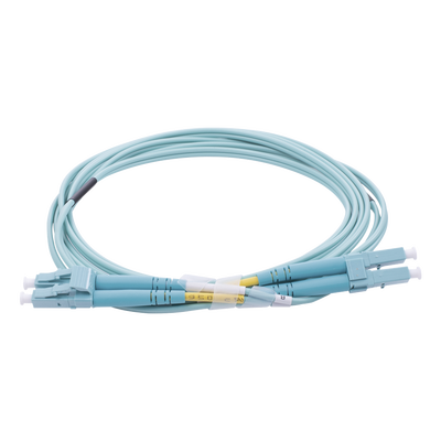 Jumper de Fibra Óptica Multimodo OM4 50/125 LC-LC OFNR (Riser), 2.0 mm, Dúplex, Aqua, 2 Metros (6.56 Pies) | LP-FOM4-LCLC-R02