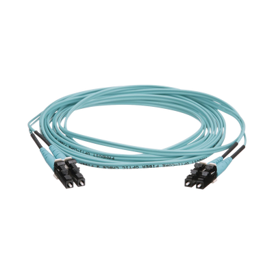 Jumper de Fibra Optica Multimodo 50/125 OM4, LC-LC Duplex, OFNR (Riser), Color Aqua, 10 Metros (32.81 Pies) | FZ2ERLNLNSNM010
