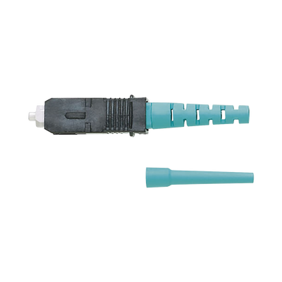 Conector de Fibra Óptica SC Simplex OptiCam, Multimodo 50/125 OM3/OM4, Pre-pulido, Color Aqua | FSC2MCXAQ
