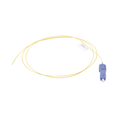 Pigtail de Fibra Óptica SC/UPC Simplex, Monomodo OS1/OS2 XGLO, OFNR, Color Amarillo, 1 Metro (3.28 Pies) | FP1B-SCUL-01