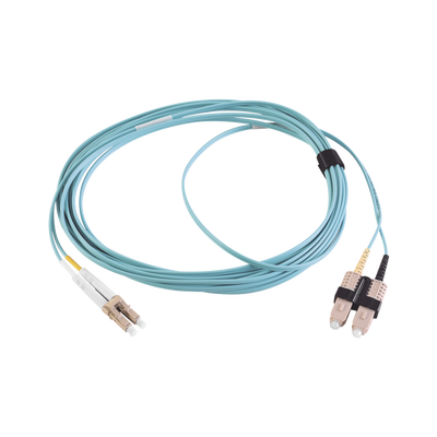 Jumper de Fibra Óptica Multimodo 50/125 XGLO OM3, LC-SC Duplex, OFNR, Color Aqua, 5 Metros (16.40 Pies) | FJ2-LCSC5L-05AQ