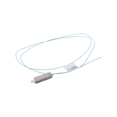 Pigtail de Fibra Óptica SC Simplex, Multimodo OM3 XGLO 50/125, OFNR, Color Aqua, 1 Metro (3.28 Pies) | FP1B-SC5L-01AQ
