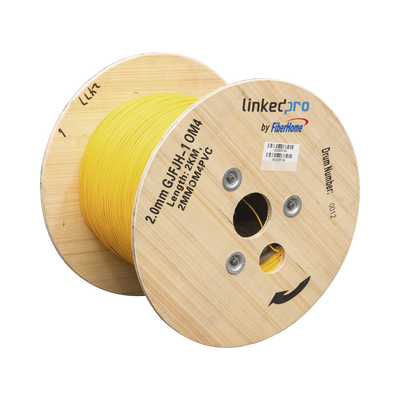 Fibra Óptica Multimodo OM4, 2 mm, Simplex, Tight Buffer, 900 micras, Color Amarillo | 2MMOM4PVC