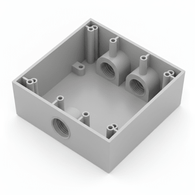 Caja Condulet Cuadrada de 3/4" (19.05 mm)/ 3 Bocas (2 Arriba-1 Abajo) / A Prueba de Intemperie. | RC-0485