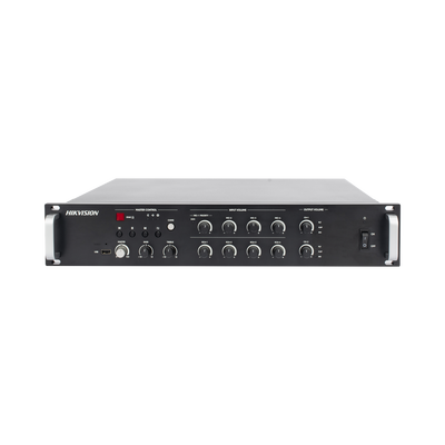 Amplificador de audio | 2 zonas de 250W  | 100V/70V | Calendarización de eventos | Biblioteca de Materiales de Audio | Entrada de Alarma | Hik-connect /Hikcentral profesional | DS-QAZ1A500G1-VB2