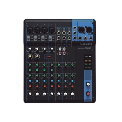 Mezcladora de Audio | 10 Canales | 4 Entradas de Micrófono | 3 Entradas de Línea Estéreo | Phantom Power | MG10