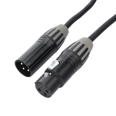 Cable XLR | 3 polos | Conector Hembra-Macho | Serie M | Carcasa Negra | Contactos Dorados | Ideal para Microfonía | Longitud 3m | CMC-MF3-MM3-L-3M