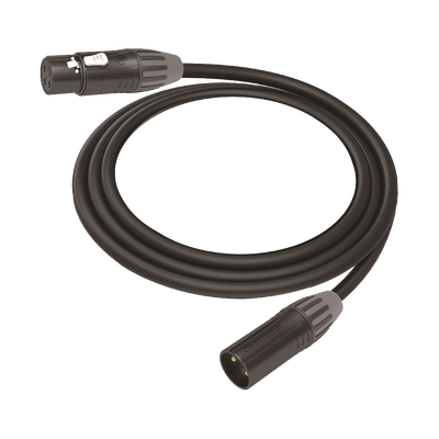 Cable XLR | 3 polos | Conector Hembra-Macho | Serie M | Carcasa Negra | Contactos Dorados | Ideal para Microfonía | Longitud 10m | CMC-MF3-MM3-L-10M