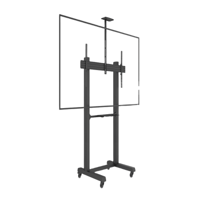 Montaje de Piso Móvil para Pantallas de  65 in a 100 in | vesa 100 x 100 hasta 1000 x 600 | carga maxima soportada 120kg| Fabricado en aluminio y acero | EMFS1B1