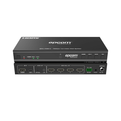 Videowall 4K 1x4 | HDMI & USB-C | 8 Modos de Visualización | Audio Óptico/Analógico | Control RS-232/IR | Plug & Play | EPC-TWB14