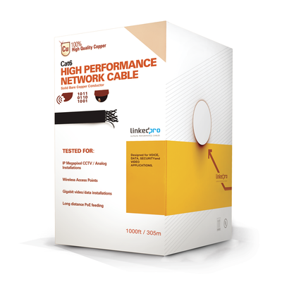 Bobina de Cable de 305 Metros (1000 Pies) Cat6+, CM, Calibre 23 Alto Rendimiento, ETL, UL, Color Azul, Super Flexible, para Aplicaciones de Video Vigilancia, Video HD, y Redes de Datos. Uso Interior. | PRO-CAT-6-PLUS