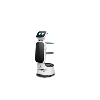 Robot de Servicio Dinerbot T11 / Navegación en Pasillos 49 cm (19.3 in) / 5 Sensores Visión Estereoscópica / VSLAM / IA Recogida Autónoma / Pantalla 18.5" / Chasis 6 Ruedas | T11LS