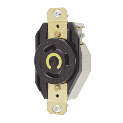 Receptáculo de Media Vuelta Industrial 30 A 125 V CA 2 Polos 3 Hilos (Nema L5-30R) Color Negro | HUB-HBL-2610