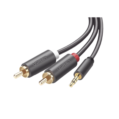 Cable Adaptador de 3.5mm Macho a 2 RCA Macho / 3 Metros (9.84 Pies) / Color Gris / Blindaje Múltiple / ABS / Alta Calidad | 10512