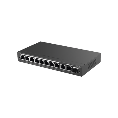 Switch Administrable con 8 puertos Gigabit PoE, 2 Uplinks Gigabit (1 SFP), gestión gratuita desde la nube | RG-ES210GS-P