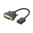 Convertidor DVI Macho a HDMI Hembra | Bidireccional | DVI 24+1 | 1080P@60Hz | Cable de 22 cm (8.66 Pulgadas) | Negro | 20118