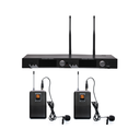 Kit de Microfonía inalámbrico | 2 Micrófonos de Lavalier | Receptor UHF | Pantalla LCD | 200 Canales | Gran cobertura | EP521UL