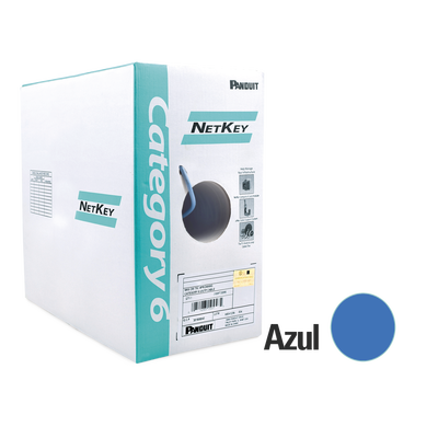 Bobina de Cable UTP 305 Metros (1000 Pies) de Cobre, NetKey, Reelex, Azul, Categoría 6 (24 AWG), 1000Mbps, PVC (CM), de 4 Pares | NUC6C04BU-FE