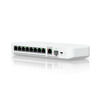 USW Flex 2.5G Switch de 8 Puertos 2.5GbE, con un Puerto de Enlace Ascendente Combinado RJ45/SFP+ de 10 GbE, Incluye Adaptador ca/cc | USW-FLEX-2.5G-8