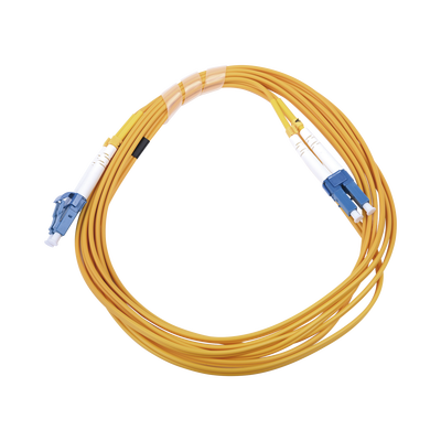 Jumper de Fibra Óptica Monomodo 9/125 LC/UPC-LC/UPC, PVC, 2.0 mm, Dúplex, Amarillo, 3 Metros (9.84 Pies) | LP-FO-LCU-LCU-03