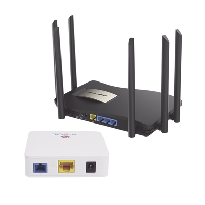 Kit 2 ONU Bridge V-Sol, Dual GPON/EPON con Router Home Mesh Ideal para distribuciones WISP de mayor cobertura Wi-Fi en Hogares y Oficinas | KIT2-VPON-MESH