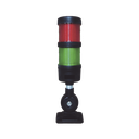 Torre LED Indicadora de estado de 2 niveles color Rojo y Verde, con Buzzer integrado a 85 dB,  a 110-240 VCA con Montaje incluido de 60 mm de diámetro | EI-2-RG-110240