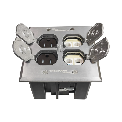 Caja de Piso con Tapa Abatible de Aluminio para| Energía + Voz/Datos para uso en Interior | TH-CPA-CD