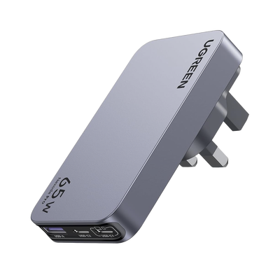Cargador Rápido GaN 65W UGREEN / 2 Puertos USB-C + 1 Puerto USB-A / Tecnología GaN / Carga Rápida PPS PD 3.0 QC 4.0 / Compatibilidad Universal 100-240V / Diseño Compacto | 25356