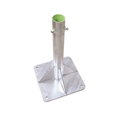 Base para Mástil Hasta 2" con Opresores, Base de 30 x 30 cm y Tubo de 50 cm Ced. 30. Galv. Inmersión. | SLM-BA-7G